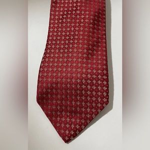 Hugo Boss Red 100% Silk Men's Tie  60" Geometric Jacquard Made in Italy